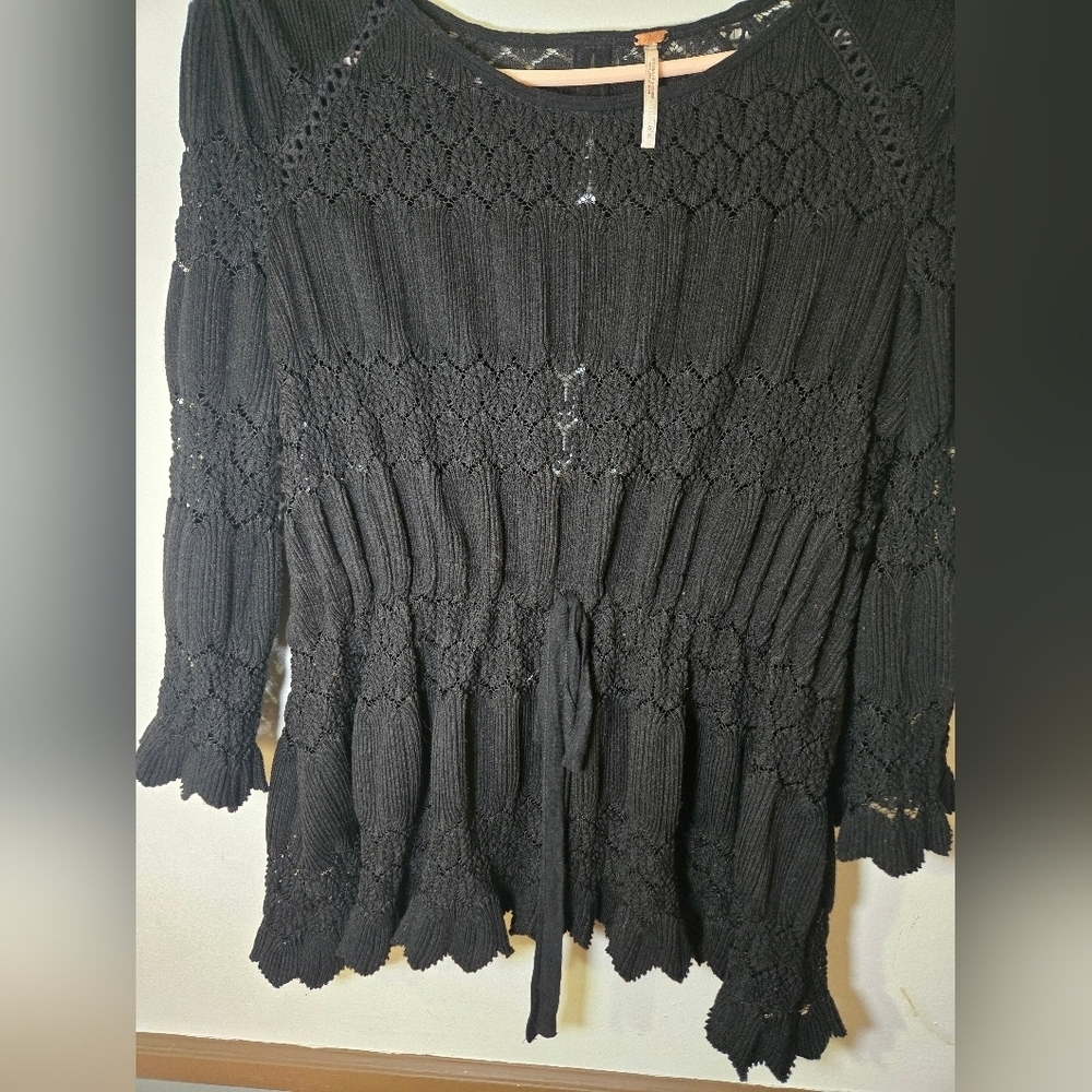 Free People Fire Island Cinch Top Black Small - Picture 7 of 12
